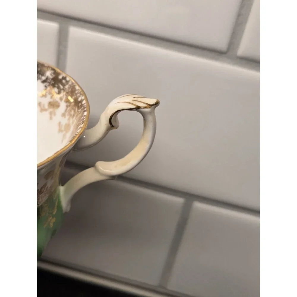 Royal Albert Regal Series Bone China Green Footed Tea Cup Saucer Discontinued - Picture 7 of 7